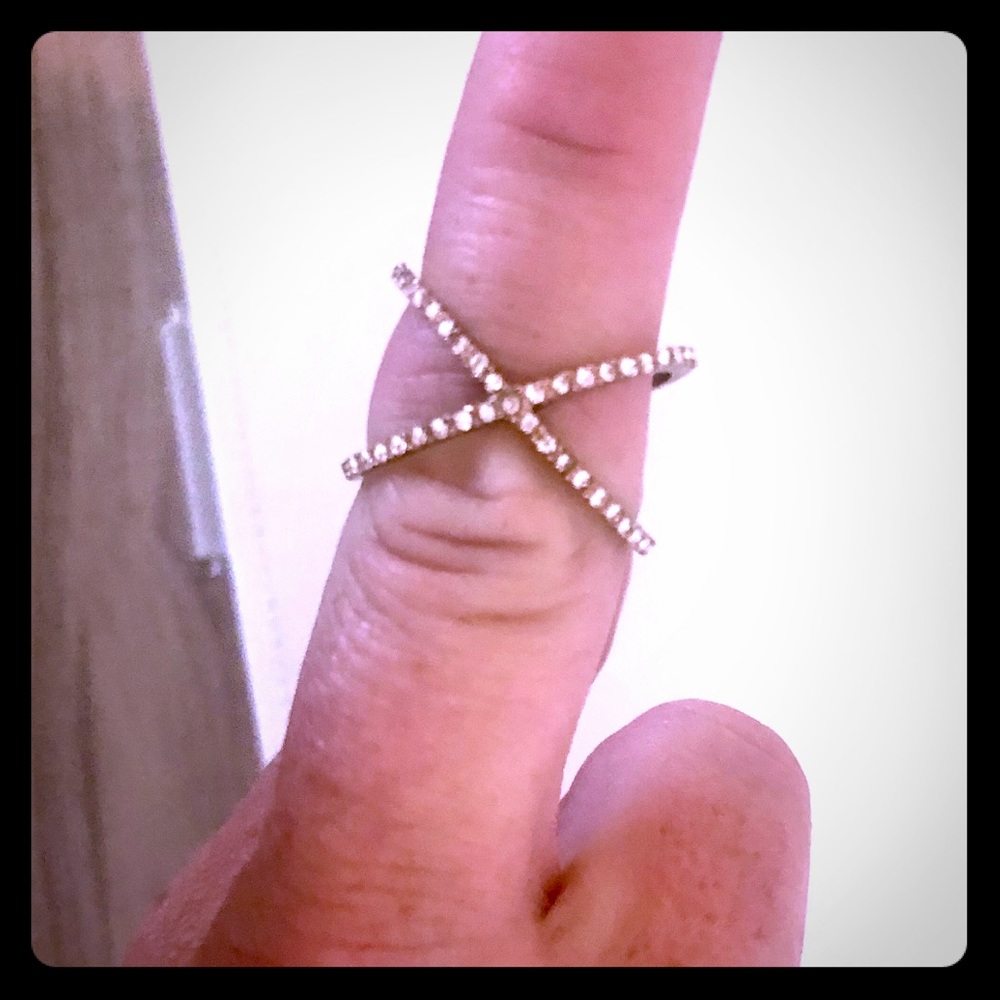 Bauble Bar Crystal Mason ring - gold pave - 7